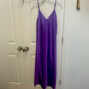 A New Day Purple Satin Bias Cut Slip Dress